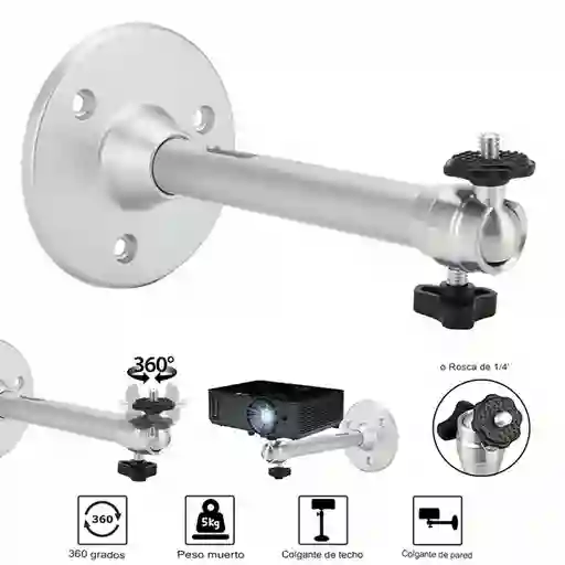 Soporte Giratorio Para Camara Proyector Pared/techo 360 18cm