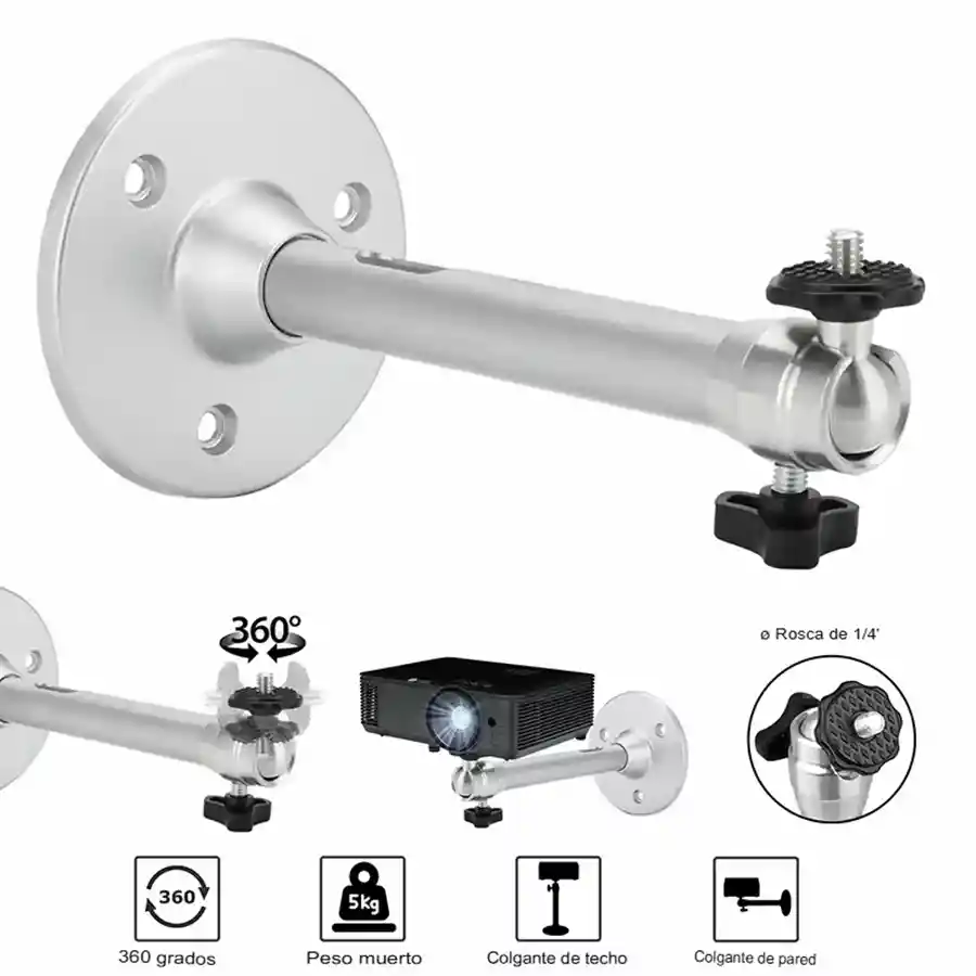 Soporte Giratorio Para Camara Proyector Pared/techo 360 18cm