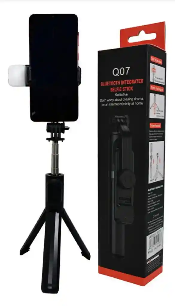 Tripode Palo Selfie Bluetooth,luz Led, Control Remoto Q07