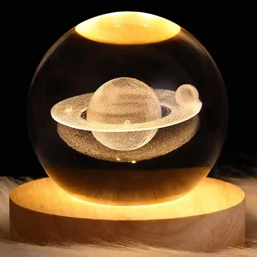 Lampara Bola Cristal Figura 3d Iluminación Rgb Decorativa