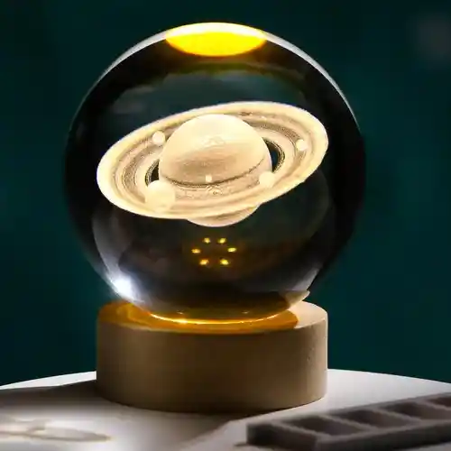 Lampara Bola Cristal Figura 3d Iluminación Rgb Decorativa