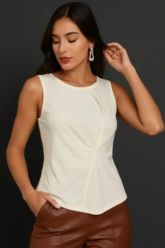 Blusa Escultural Marfil De Luna