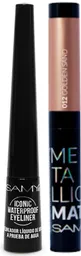 Samy Duo Delineador A Prueba De Agua Negro + Labial Metalico Golden Sand