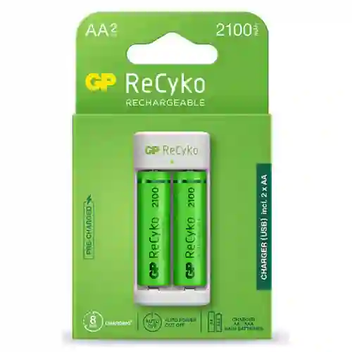 ⭐cargador Usb Gp Recyko, E211 Con 2 Pilas Aa De 2100mah⭐