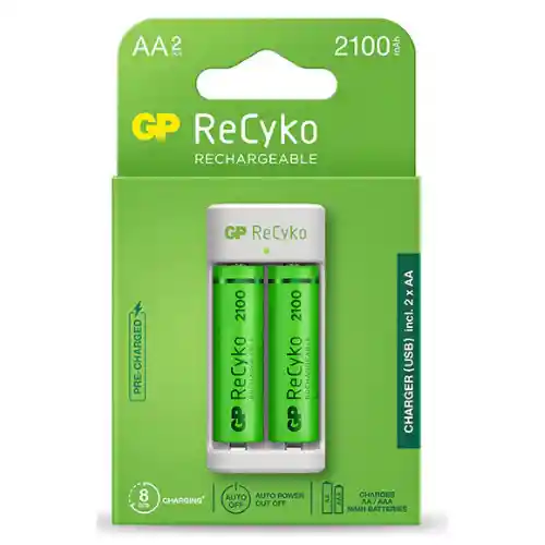 ⭐cargador Usb Gp Recyko, E211 Con 2 Pilas Aa De 2100mah⭐
