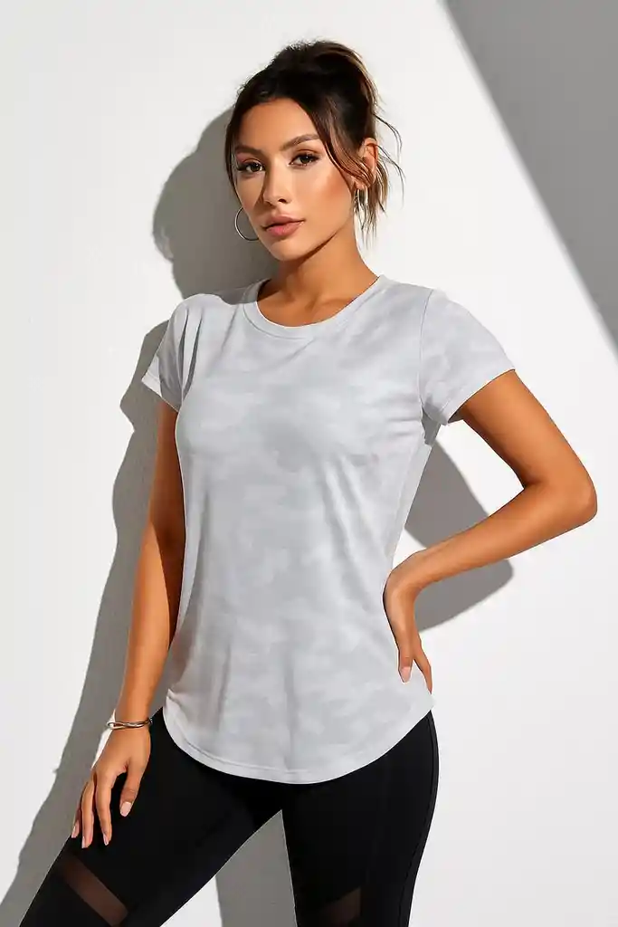 Playera Deportiva Camuflada Gris Claro