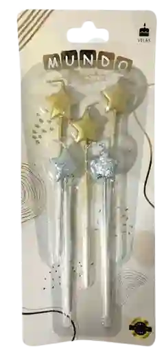 Vela Figura X5 Estrella Dorado - Plata