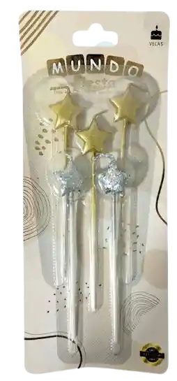 Vela Figura X5 Estrella Dorado - Plata