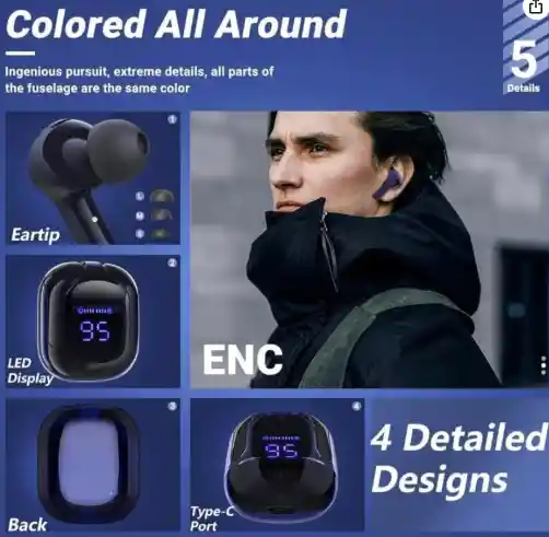 Auriculares Bluetooth Max, Con Estuche De Carga,, Audifonos Inalambricos Para Android/ios