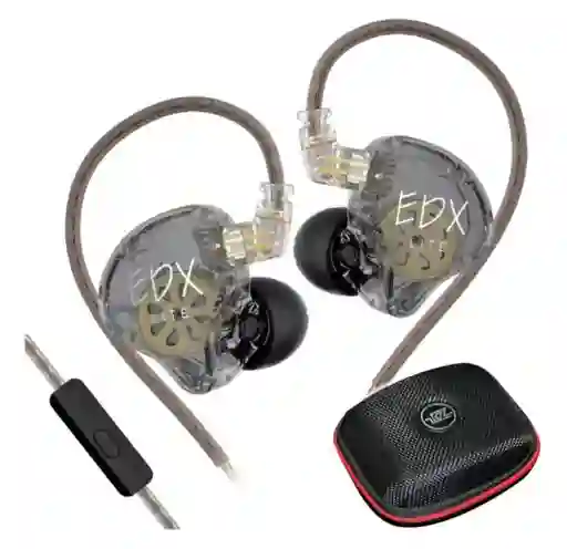 Kz Edx Lite Gris – Audífonos Con Micrófono + Estuche | Sonido Pro A Bajo Costo
