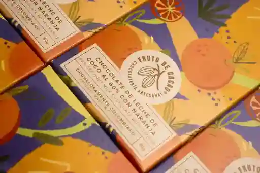 Barra De Chocolate Al 60% Con Leche De Coco Y Naranja