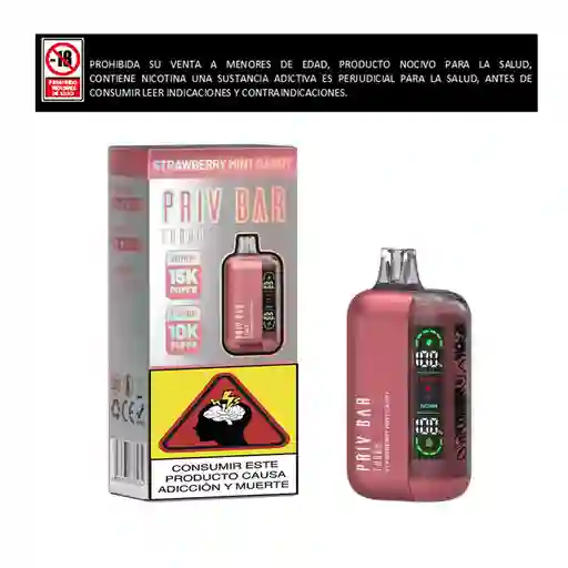 Vapeador Priv Bar 15.000 Puffs Strawberry Mint Ice