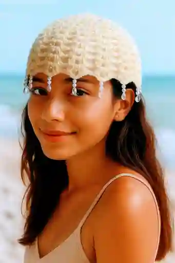 Gorro Tejido Para La Playa Perla Caribe