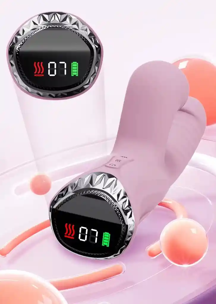 Consolador Vibrador De Empuje, Pantalla Lcd Y Succión