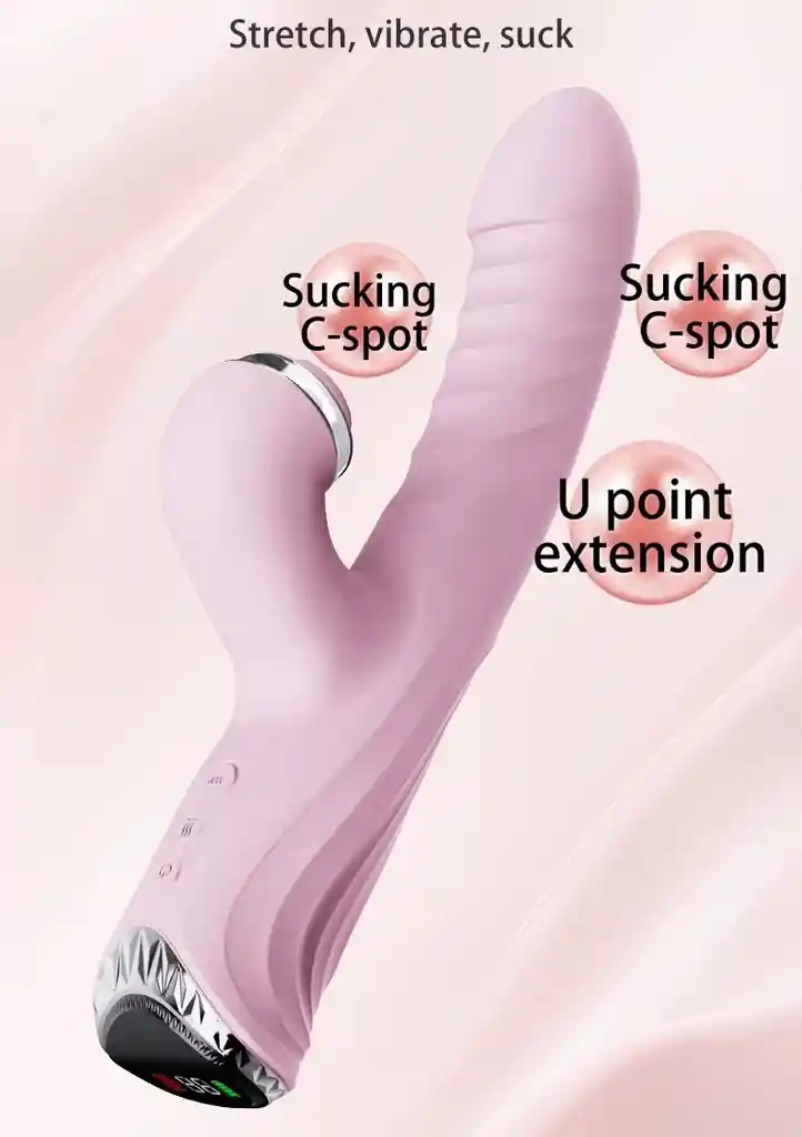 Consolador Vibrador De Empuje, Pantalla Lcd Y Succión