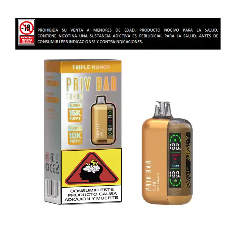 Vapeador Priv Bar 15.000 Puffs Triple Mango