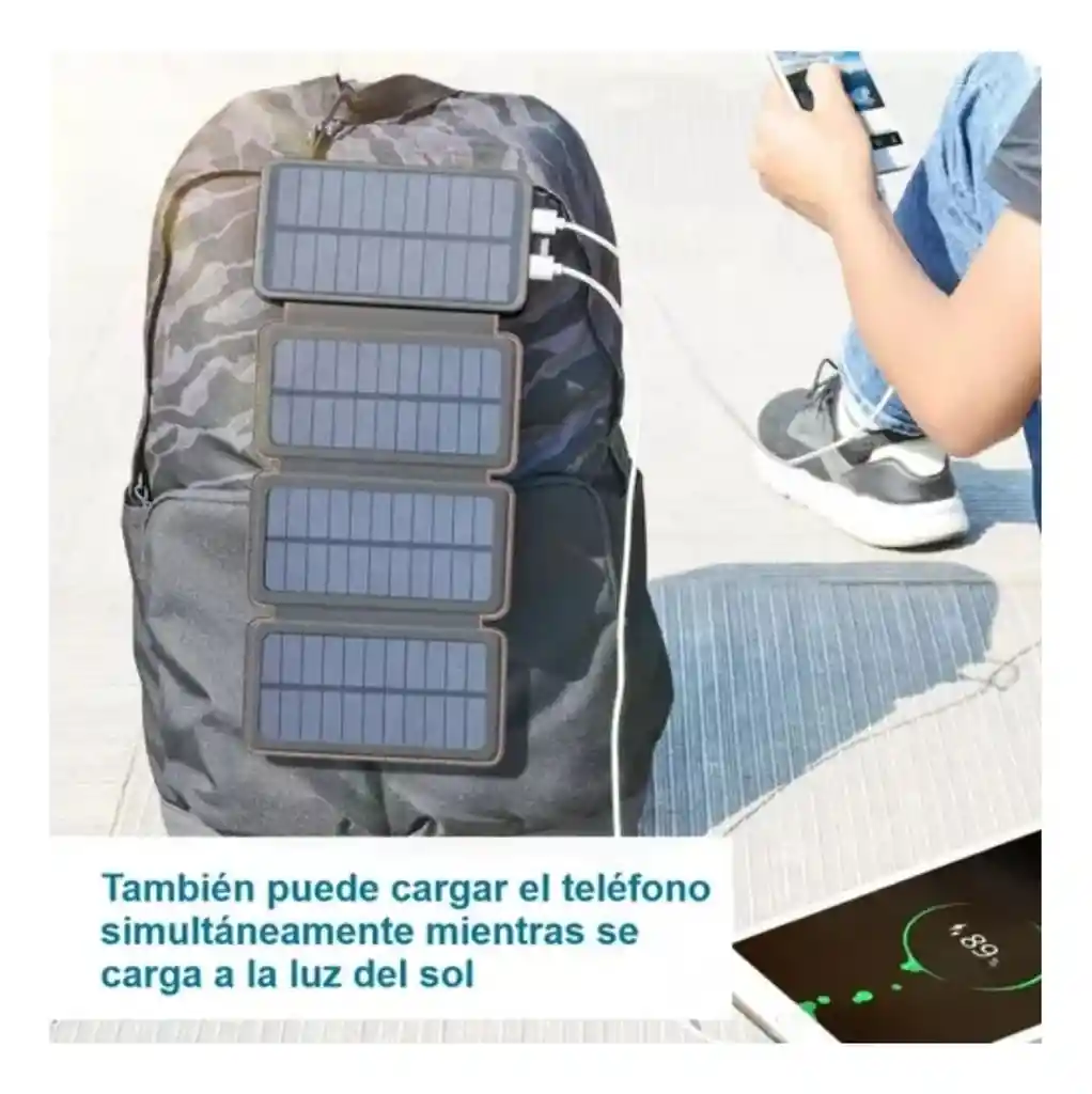 Power Bank Solar 4 Paneles Cargador De Batería Portátil 20000mah 2 Usb