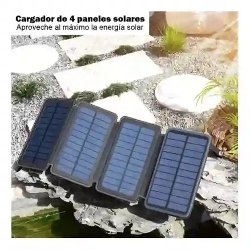 Power Bank Solar 4 Paneles Cargador De Batería Portátil 20000mah 2 Usb