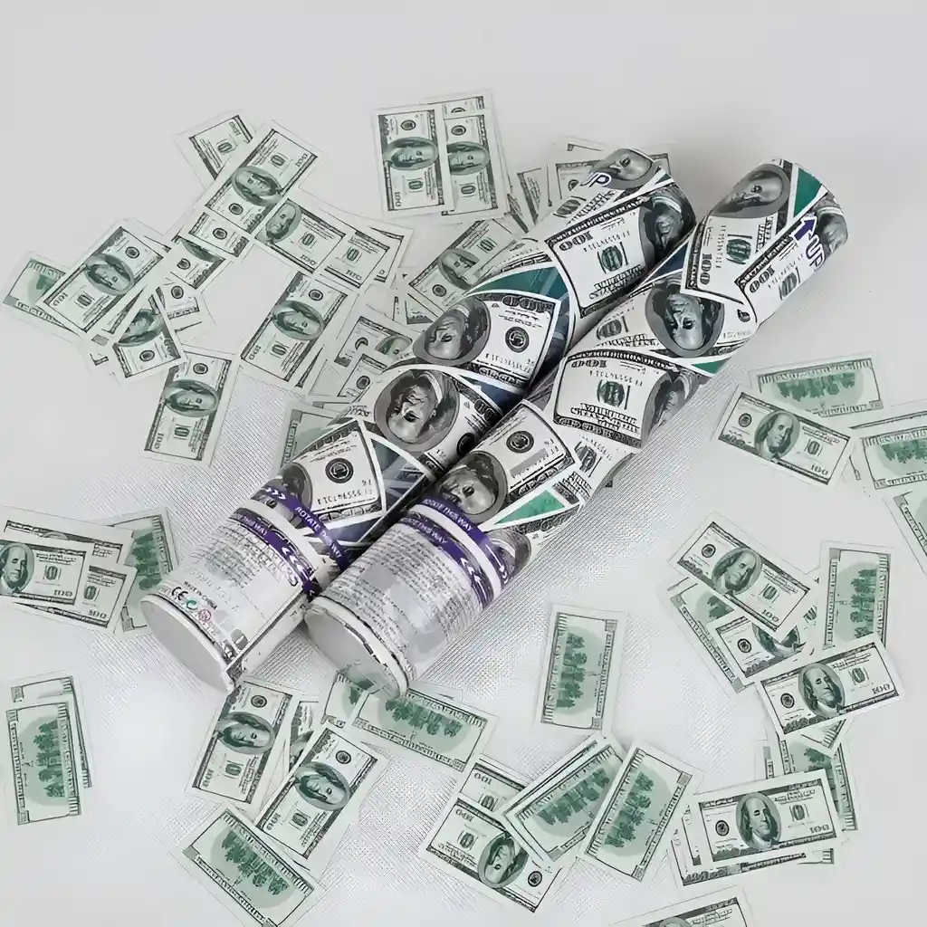 Cañon De Confeti De Dolares Para Fiestas Tematicas 30cm