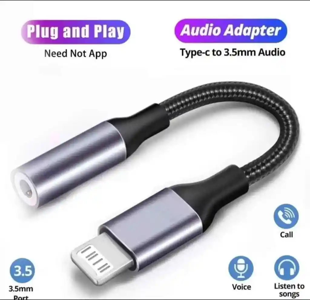 Adaptador Iphone Lightning A Jack 3.5mm En L | Audio + Mic Compatible