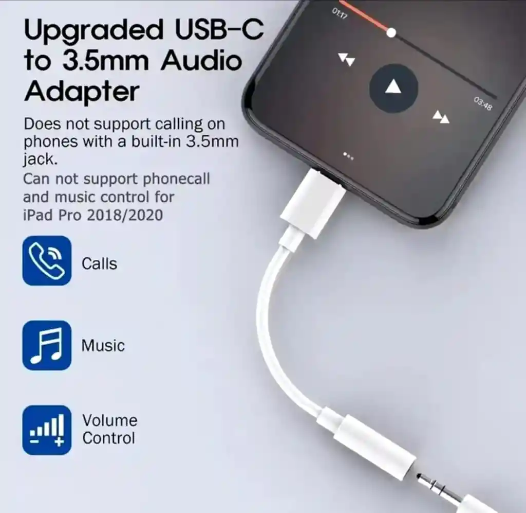Adaptador Tipo C A Jack 3.5mm – Compatible Con Android | Audio + Micrófono
