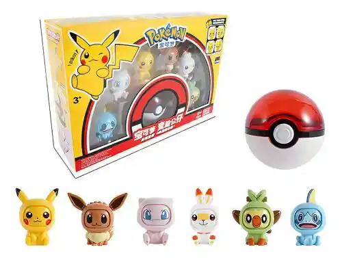 Figuras De Acción Coleccionables De Pokemon 6 Personajes + 1 Pokebola