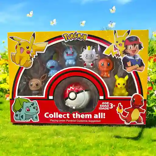 Figuras De Acción Coleccionables De Pokemon 6 Personajes + 1 Pokebola