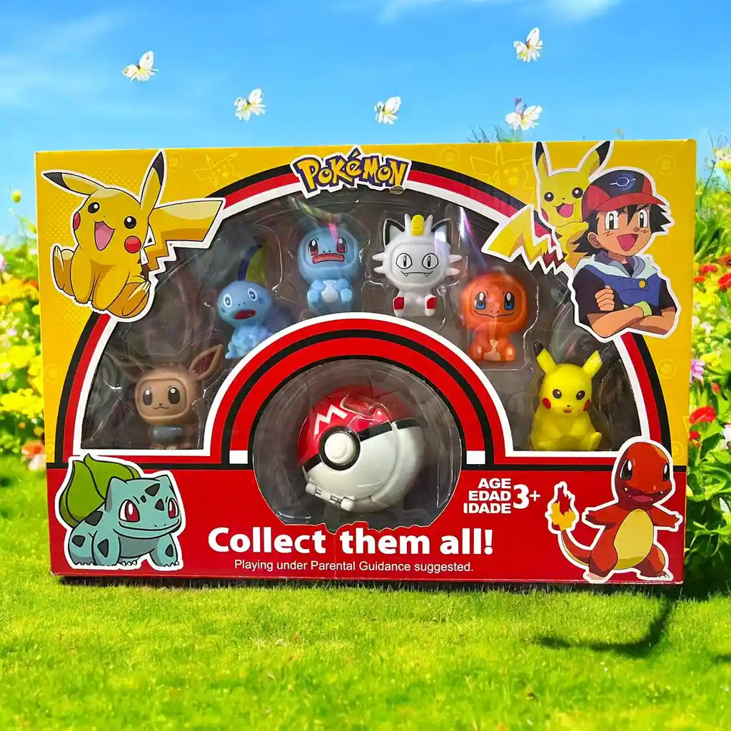 Figuras De Acción Coleccionables De Pokemon 6 Personajes + 1 Pokebola