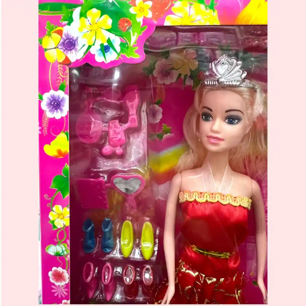 Juguete Muñeca Princesa Con Zapatos Y Accesorios De Belleza