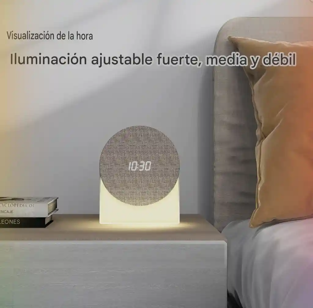 Reloj Despertador Digital 4 En 1 + Máquina De Sonido + Altavoz Bluetooth + Luz Nocturna