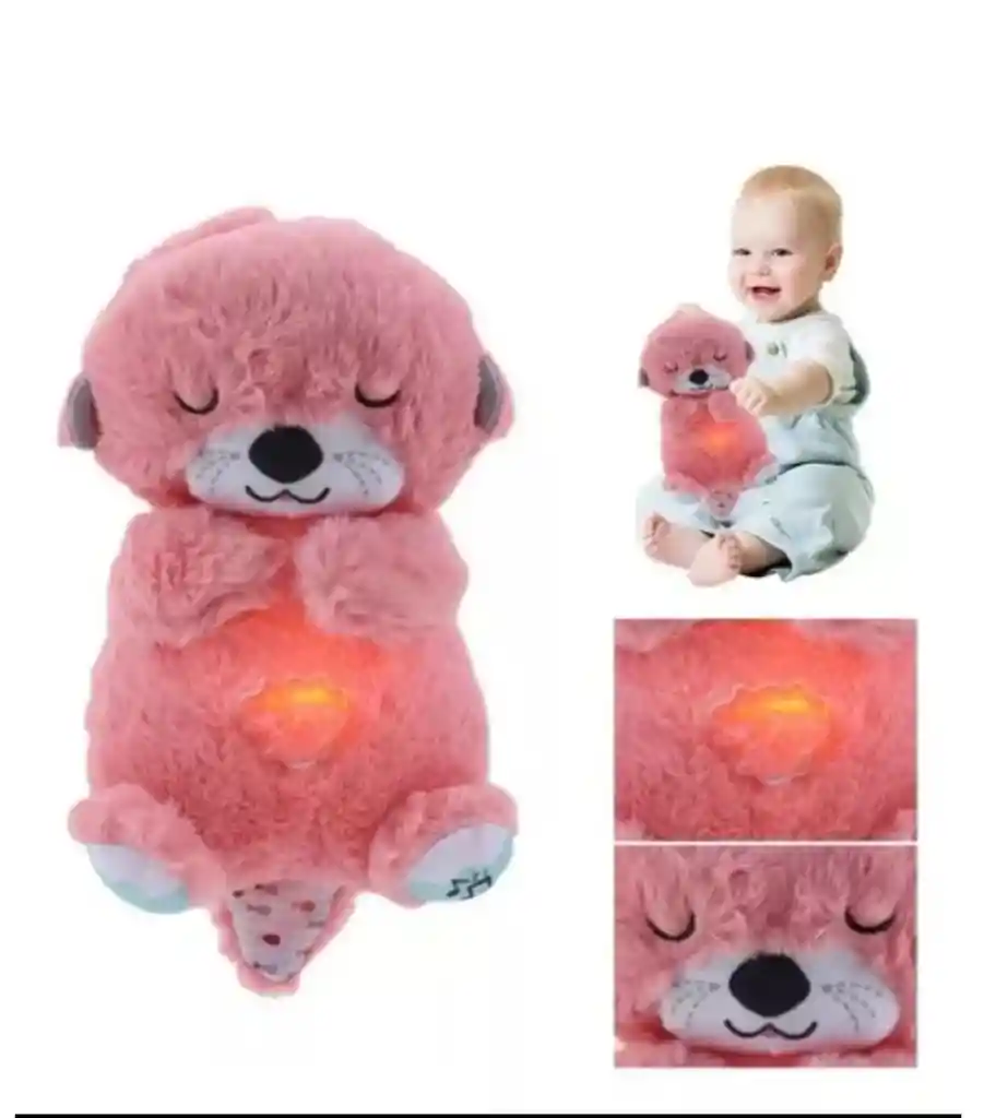 Peluche Nutria Musical Con Movimientos Y Luces Para Bebés Rosado