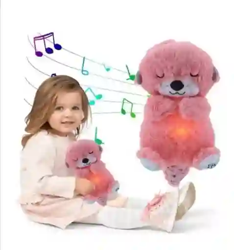 Peluche Nutria Musical Con Movimientos Y Luces Para Bebés Rosado