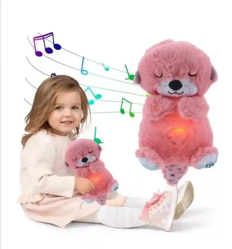 Peluche Nutria Musical Con Movimientos Y Luces Para Bebés Rosado