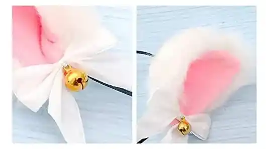 Diadema Orejas Peludas Blancas De Peluche Disfraz Gato