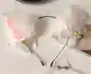 Diadema Orejas Peludas Blancas De Peluche Disfraz Gato
