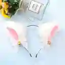 Diadema Orejas Peludas Blancas De Peluche Disfraz Gato