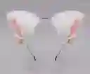 Diadema Orejas Peludas Blancas De Peluche Disfraz Gato