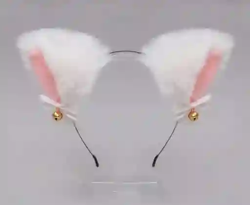 Diadema Orejas Peludas Blancas De Peluche Disfraz Gato
