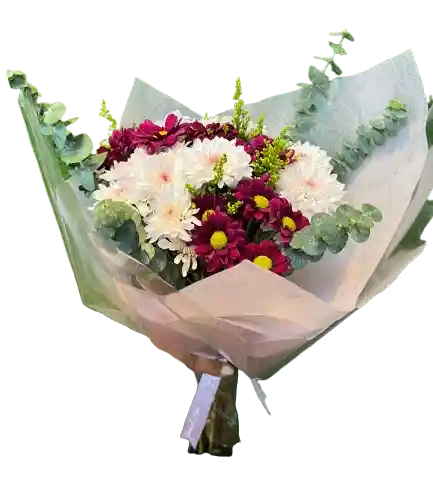 🌿 Bouquet Campestre Con Crisantemos Y Eucalipto