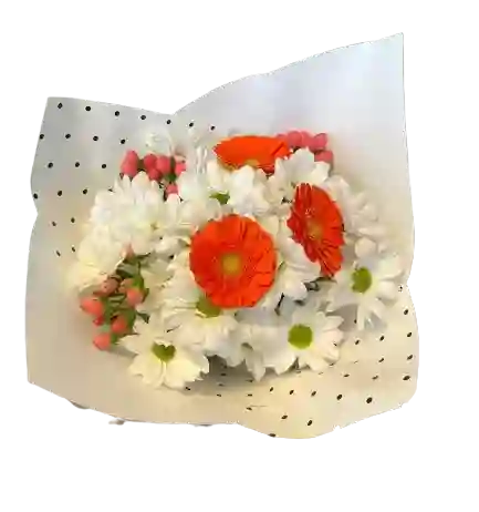 🌼 Bouquet Gerberas Naranjas Y Margaritas Blancas