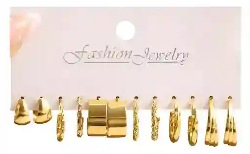 Aretes 6 Pares De Zarcillos Candongas Dorados