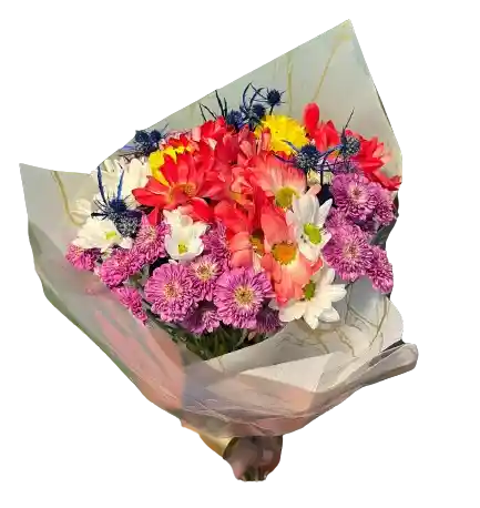 🌺 Bouquet De Colores Vibrantes Con Margaritas Y Crisantemos