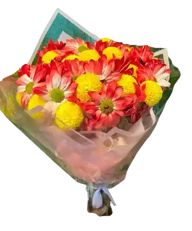 🌼 Bouquet Alegre Con Margaritas Y Pompones