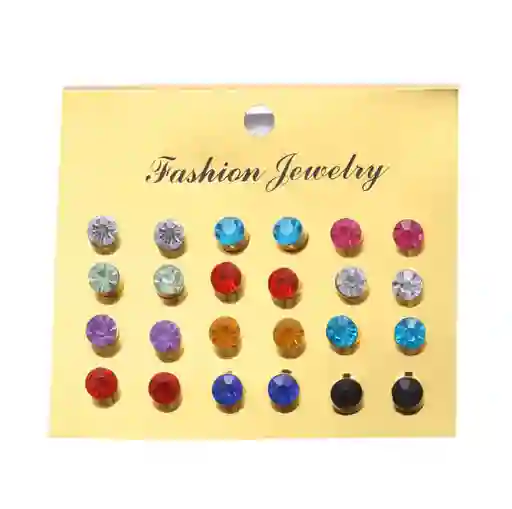 Aretes 12 Pares De Aretes Aros Zarcillos Pequeños Coloridos