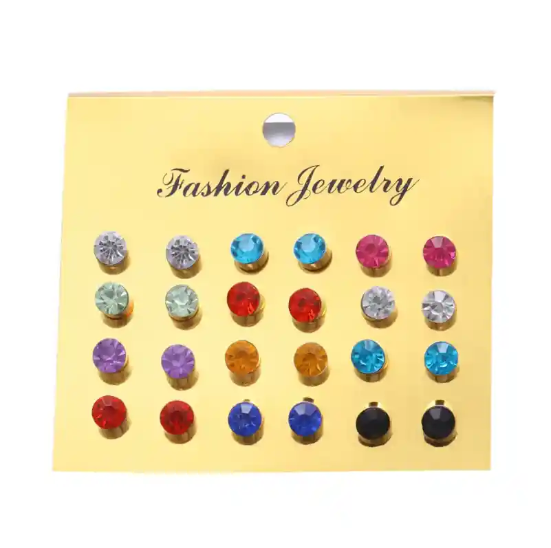 Aretes 12 Pares De Aretes Aros Zarcillos Pequeños Coloridos