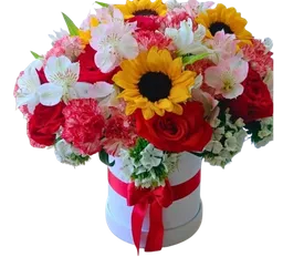 🌻 Caja Floral Color Fiesta Con Girasoles