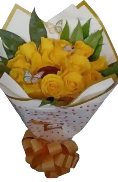 Bouquet Amarillo Con Mariposas
