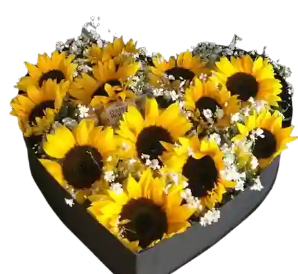 🌻🖤 Caja Corazón Girasoles