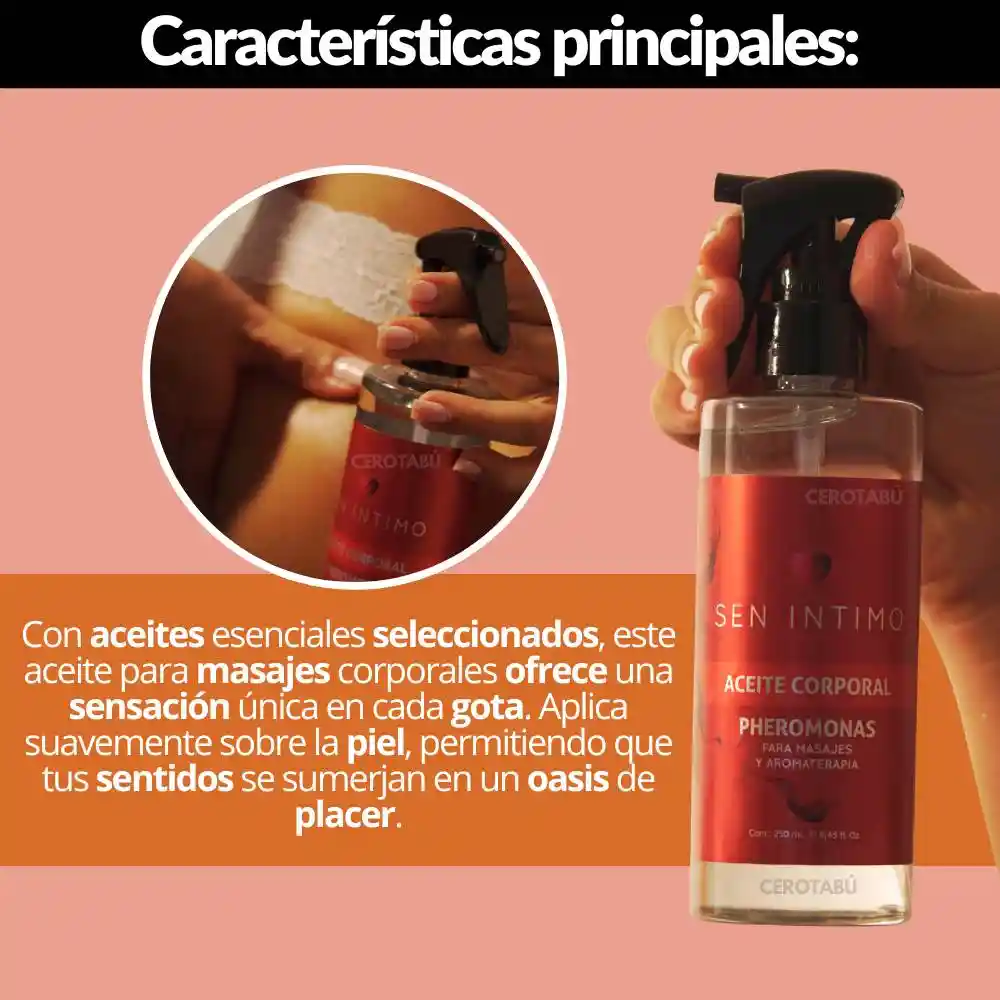 Aceite Corporal Para Masajes Aromaterapia Con Feromonas 250ml