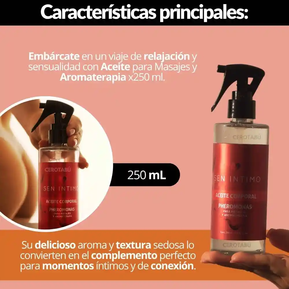 Aceite Corporal Para Masajes Aromaterapia Con Feromonas 250ml
